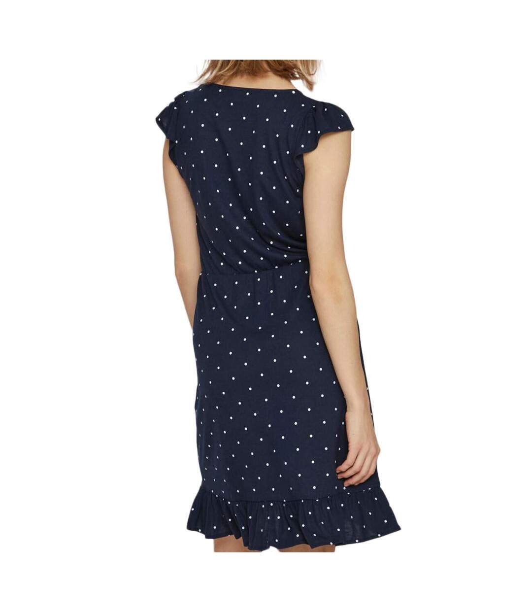 Robe Marine/Pois à volants Femme Vila Mooney - L-2