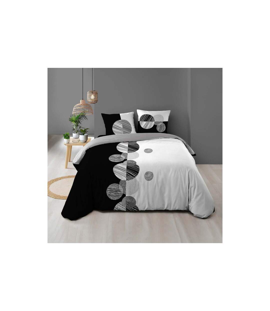 Parure de Lit 3 Pièces Stormi 260x240cm Noir-1
