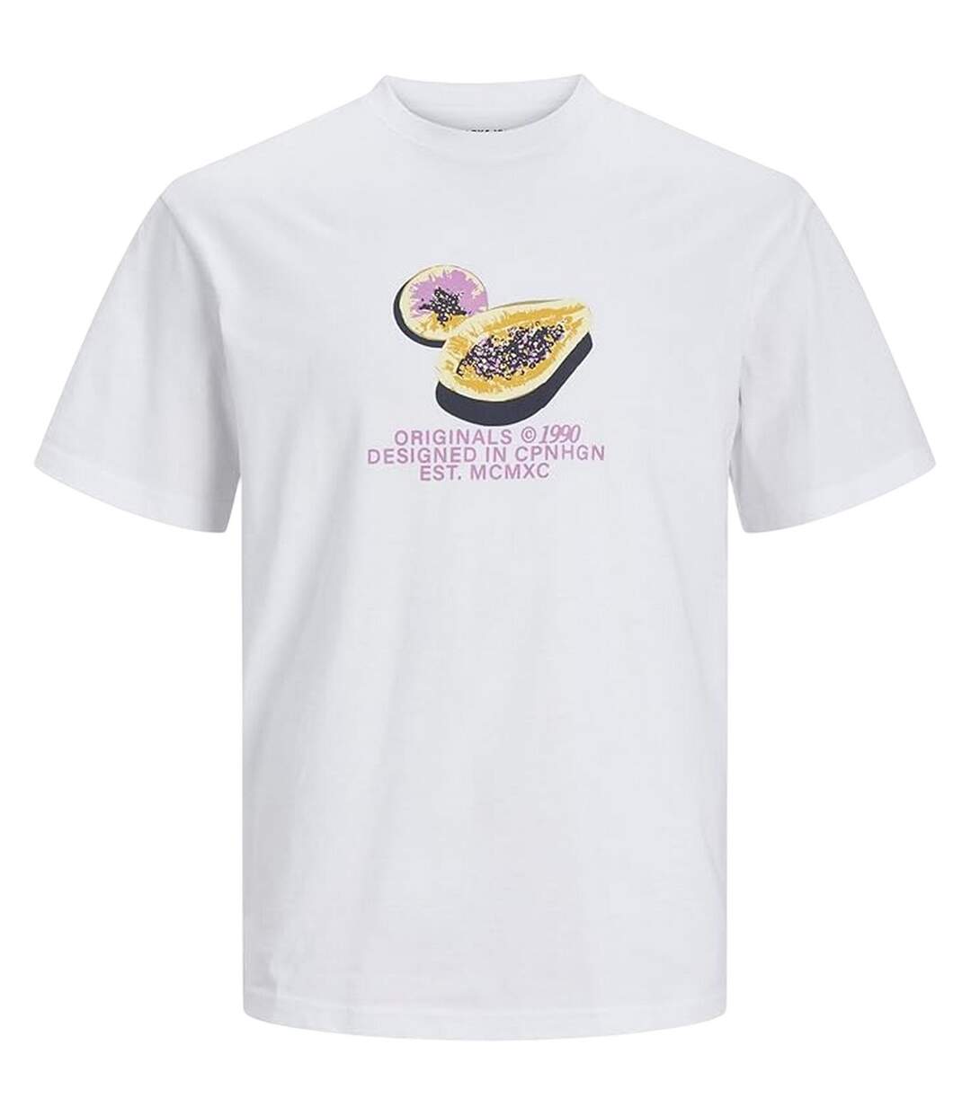 T-shirt Motif/style Papaye Homme Blanc Vif Jack And Jones-2