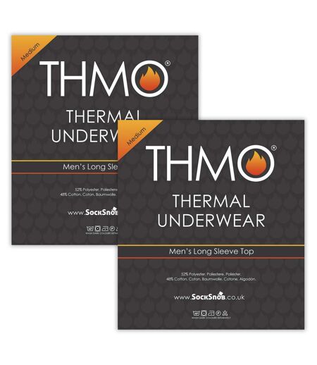 2 Pack Mens Thermal Tops Long Sleeve | Warm Winter Fleece Base Layer Top