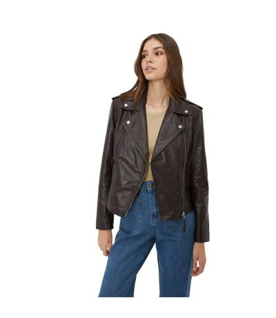 Dorothy Perkins Womens/Ladies Leather Cropped Boxy Jacket (Dark Brown)