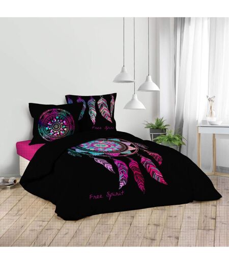 Parure de Lit 3 Pièces Porte-Bonheur 240x220cm Noir