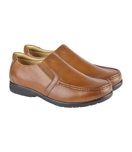 Roamers Mens Leather XXX Extra Wide Twin Gusset Casual shoe (Tan)