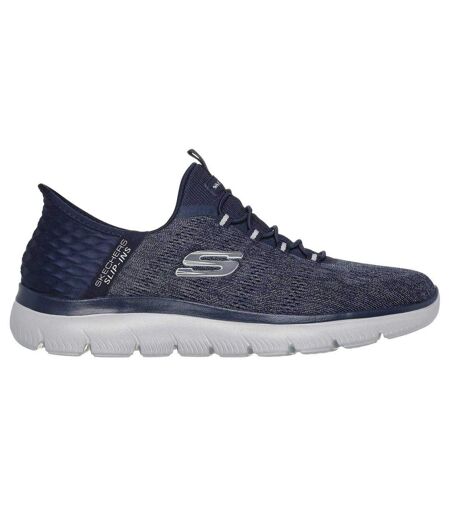 Mens Summits Key Pace Mesh Slip-in Flat Trainers Navy Skechers
