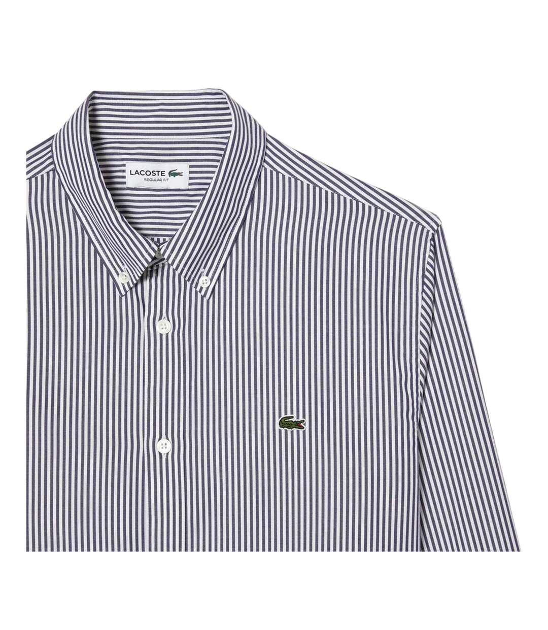 Mens Striped Regular Long-sleeved Shirt White Navy Lacoste-3