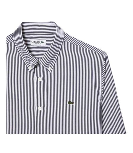 Mens Striped Regular Long-sleeved Shirt White Navy Lacoste