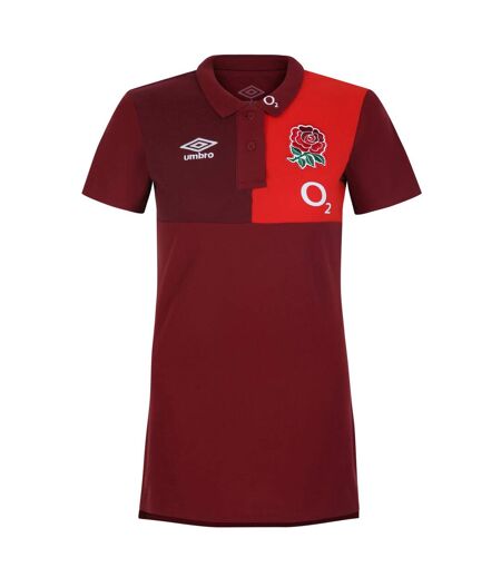 Umbro Womens/Ladies 23/24 England Rugby CVC Polo Shirt (Tibetan Red/Zinfandel/Flame Scarlet) - UTUO1501