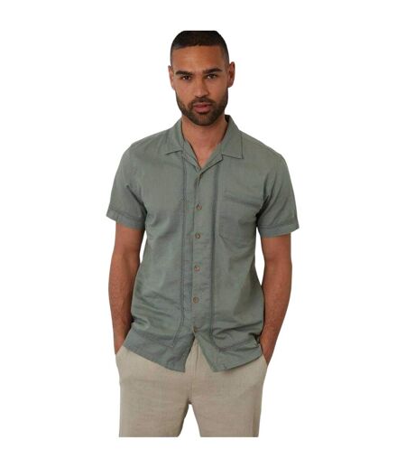 Chemise Manches Courtes Motif/style Bord En Crochet Homme Vert De Gris Clair Threadbare
