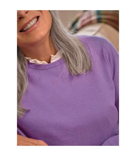 Womens/ladies Cashmere Crew Neck Jumper Allium Purple WoolOvers