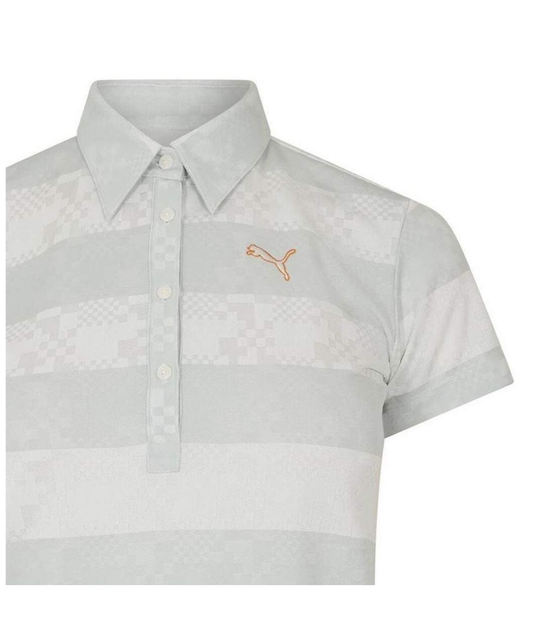 Womens/ladies Bordered Stripes Polo Shirt Grey White Puma-3