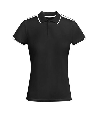 Womens/ladies tamil short-sleeved sports polo shirt solid black/white Roly