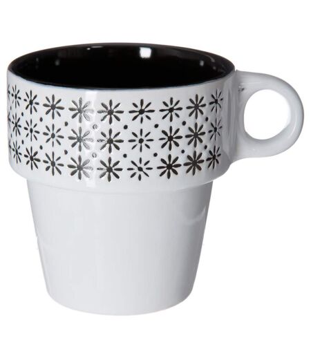 Lot de 6 Mugs sur Rack Ethnik 26cl Noir & Blanc