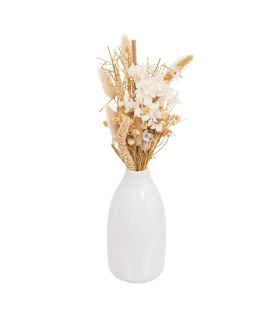 Composition de Fleurs Séchées Vase 25cm Blanc-1