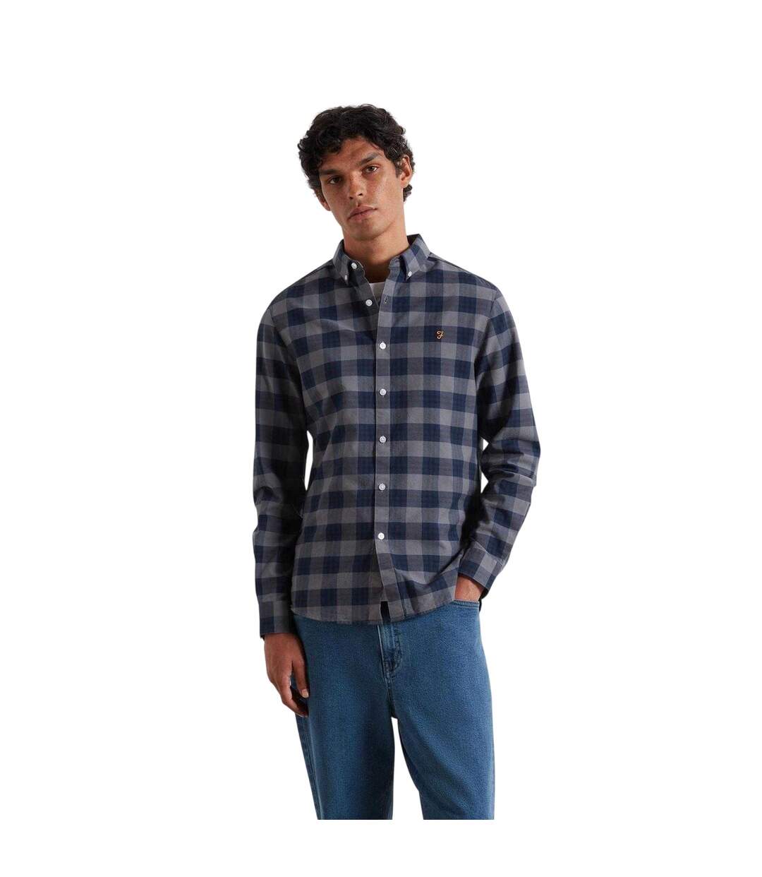 Chemise Motif/style À Carreaux Brewer Homme Bleu Farah-2