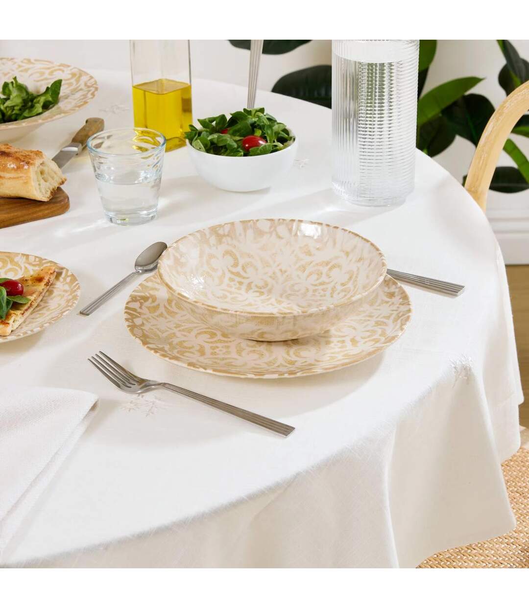 Lot de 6 Assiettes Creuses Anna 20cm Crème-4