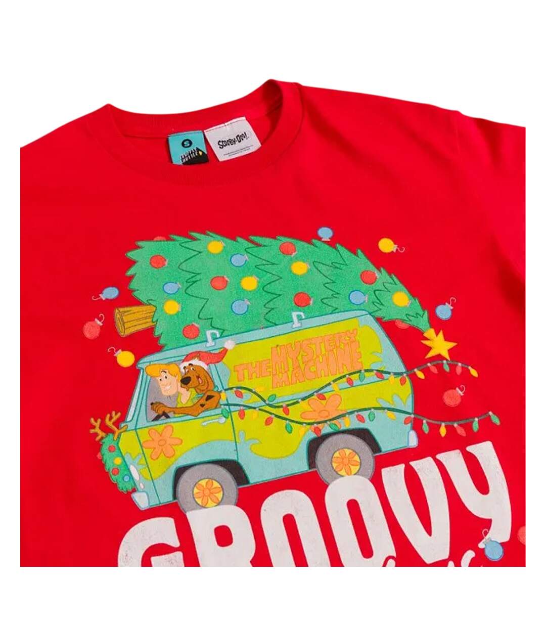 T-shirt Groovy Holidays Adulte Rouge Scooby Doo-3
