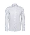 Tee Jays Mens Luxury Slim Fit Shirt (White/Blue) - UTBC4570