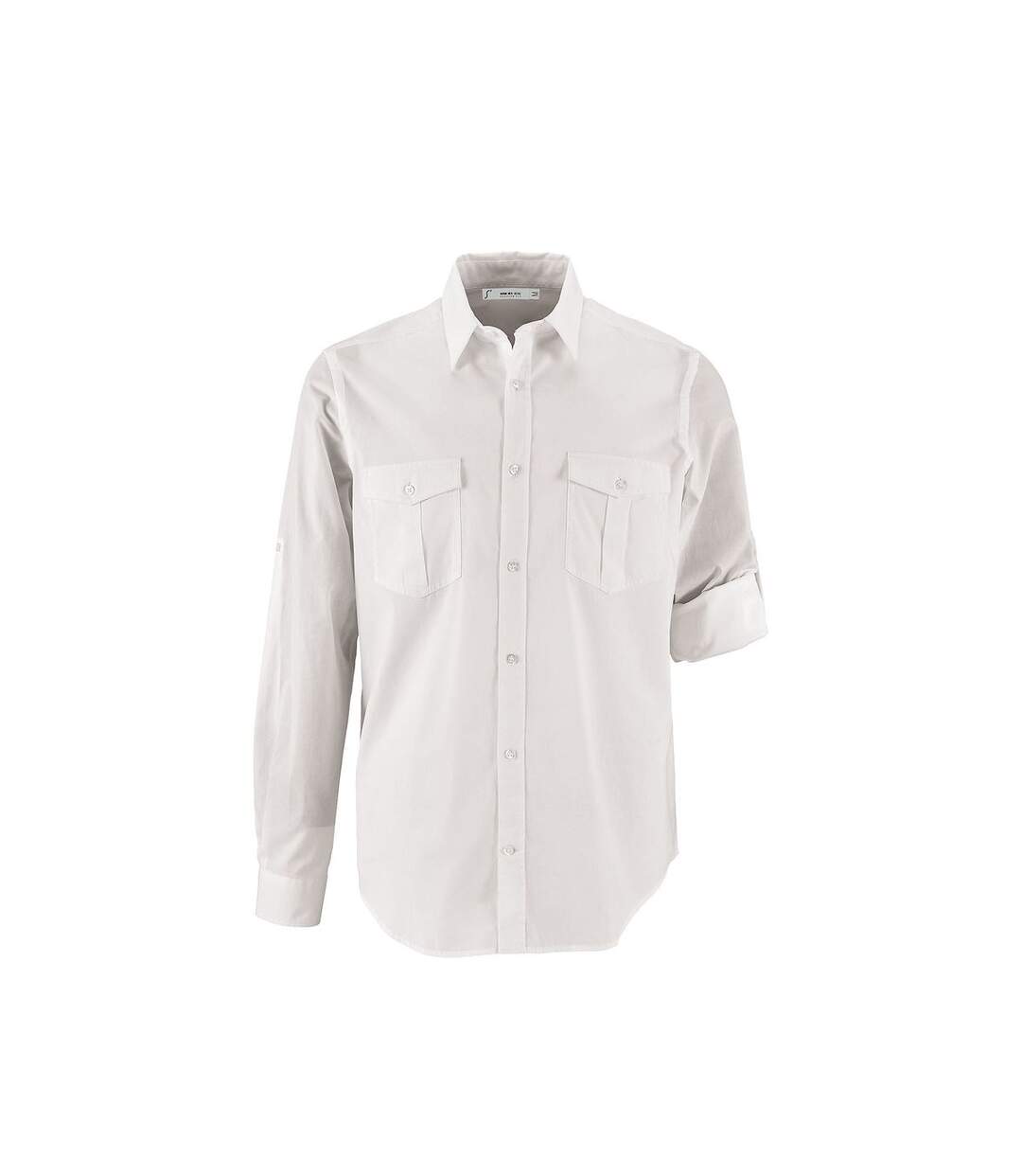 Chemise homme manches longues retroussables - 02763 - blanc-1