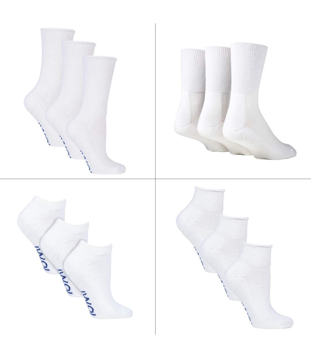 Lot de 12 paires de chaussettes unisexes pour diabétiques