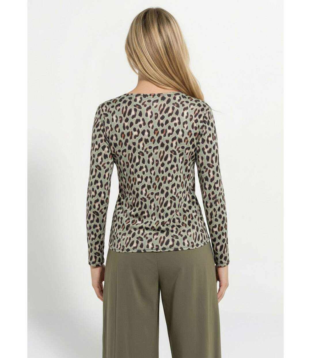 T-shirt ample col V manches longues-2