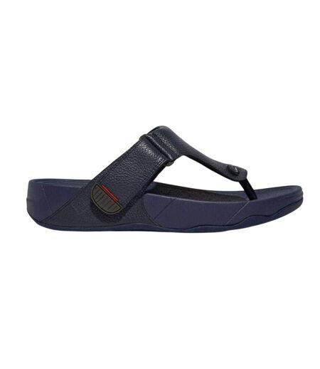 Mens Leather Toe Post Flat Sandals Navy FitFlop