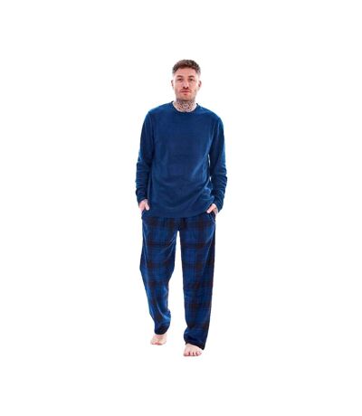 Ensemble De Pyjama Long Motif/style À Carreaux Homme Bleu Marine Keanu