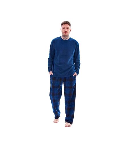 Ensemble De Pyjama Long Motif/style À Carreaux Homme Bleu Marine Keanu