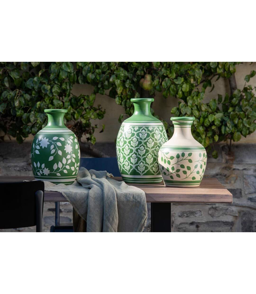 Vase Déco Fleurs 43cm Vert-3