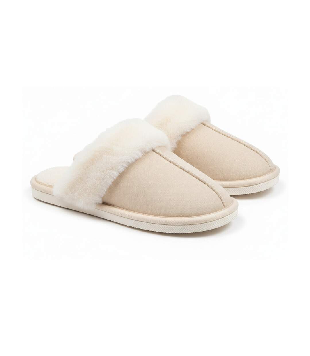 OZABI Pantoufles Ouvertes Femme, Suédine Synthétique, Col Fourrure-3