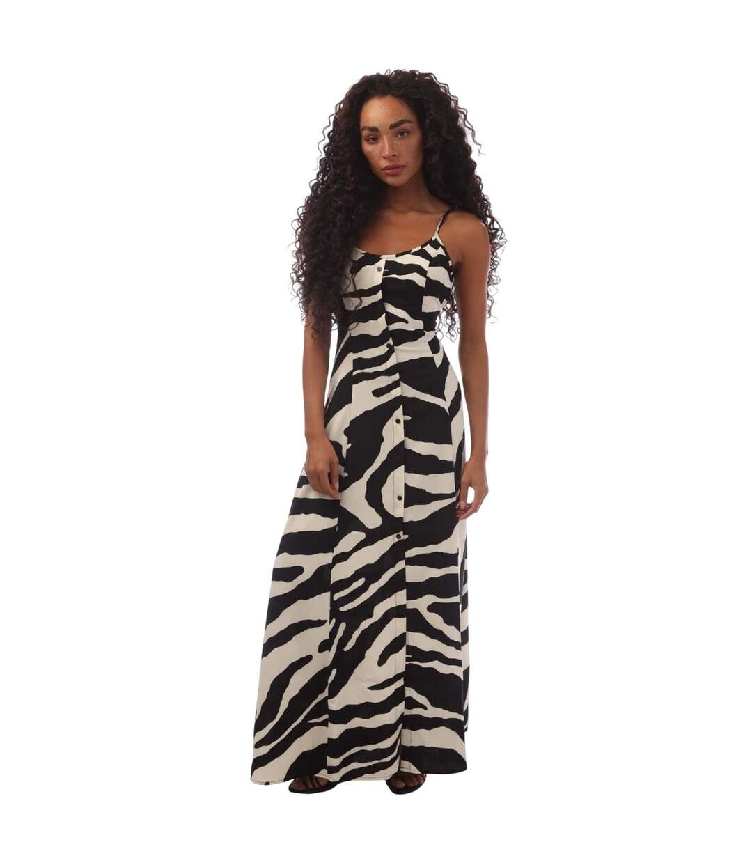 Robe Longue Style Imprimé Zèbre Nova Gigi Femme Noir Blanc Only-2