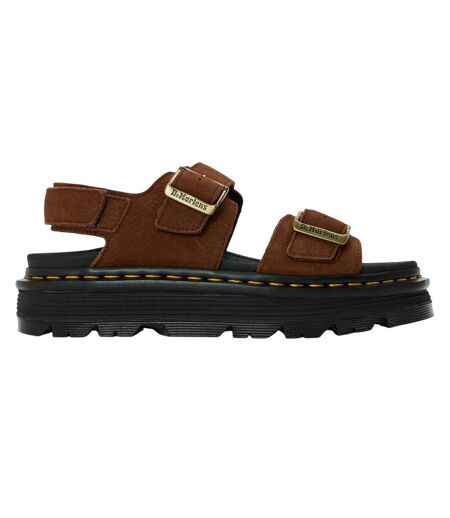 Womens/ladies Zebzag Suede Flatform Sandals Brown Dr Martens