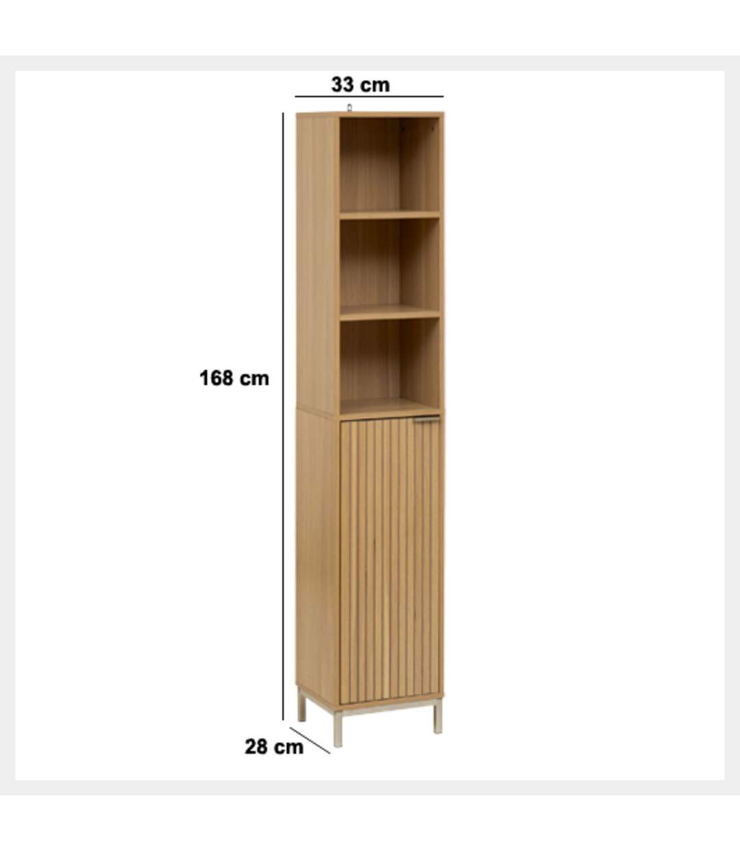 Colonne 1 porte et 3 niches en bois TASSO - Beige-3