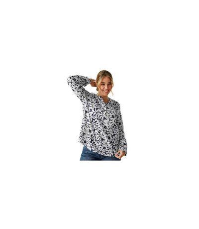 Womens/ladies Natine Large Floral Lightweight Shirt Navy White Regatta