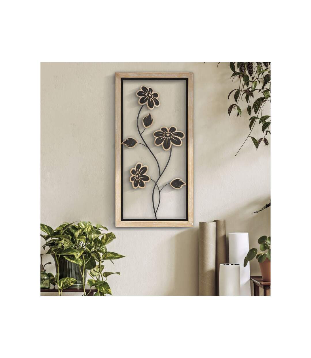 Décoration Murale Encadrée Girysh 60cm Naturel & Noir-5