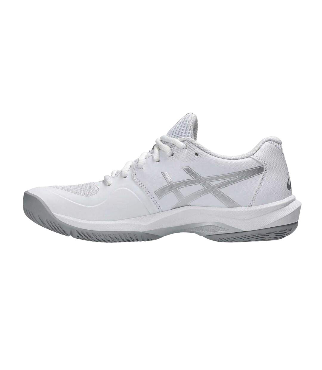 Womens/ladies Game Tennis Shoes White Silver Asics-3