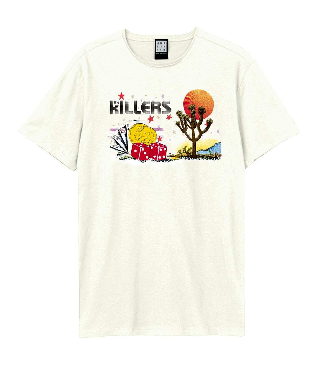 Unisex Adult Desert The Killers T-shirt Vintage White Amplified-1