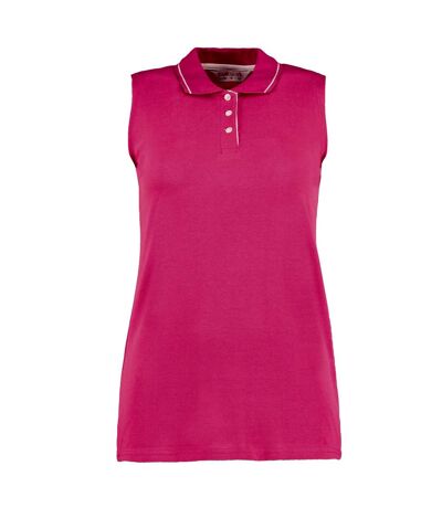 GAMEGEAR Womens/Ladies Sleeveless Polo Shirt (Raspberry/White) - UTRW9913