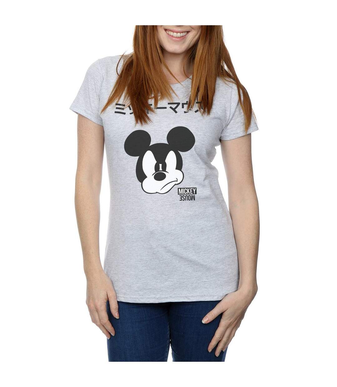 Disney T-shirt en coton japonais Mickey Mouse Femme/Femme (Gris sportif) - UTBI31378-3