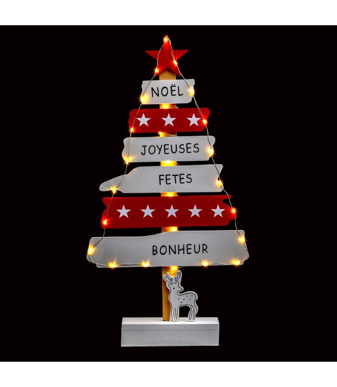 Décoration de Noël à poser bois LED Xmas - Blanc-2