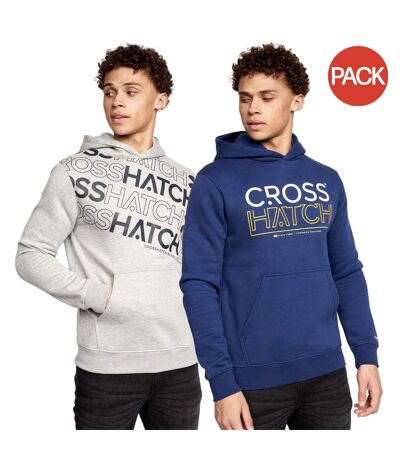 Pack of 2  Mens shardo hoodie  navy/grey marl Crosshatch