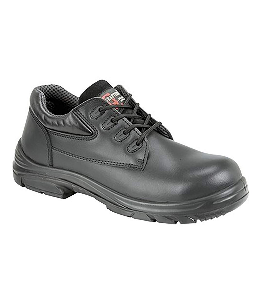 Mens wide fitting lace up safety shoes black Grafter