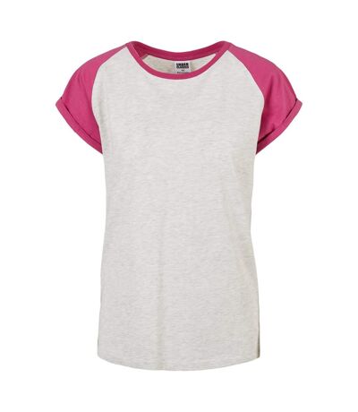 T-shirt Manches Raglan Motif/style Contrasté Femme Gris Clair Violet Vif Urban Classics
