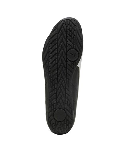 Mens Catch Leather Low Cut Flat Trainers Black White Puma