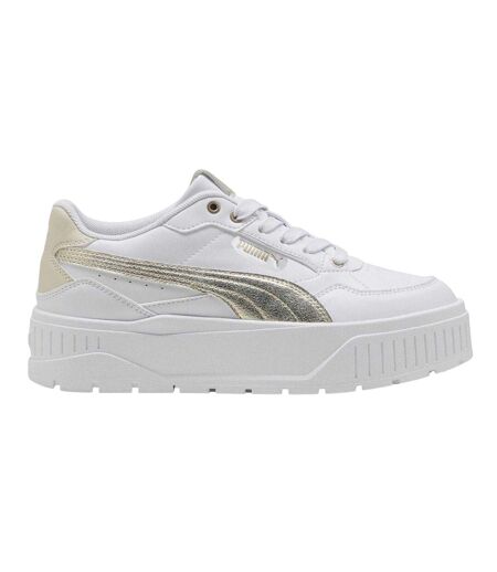 Womens/ladies Karmen Ii Leather Platform Trainers White Gold Puma