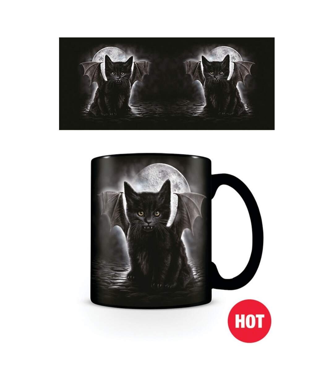 Spiral Tasse à chaleur changeante Bat Cat (Noir) (Taille unique) - UTPM131