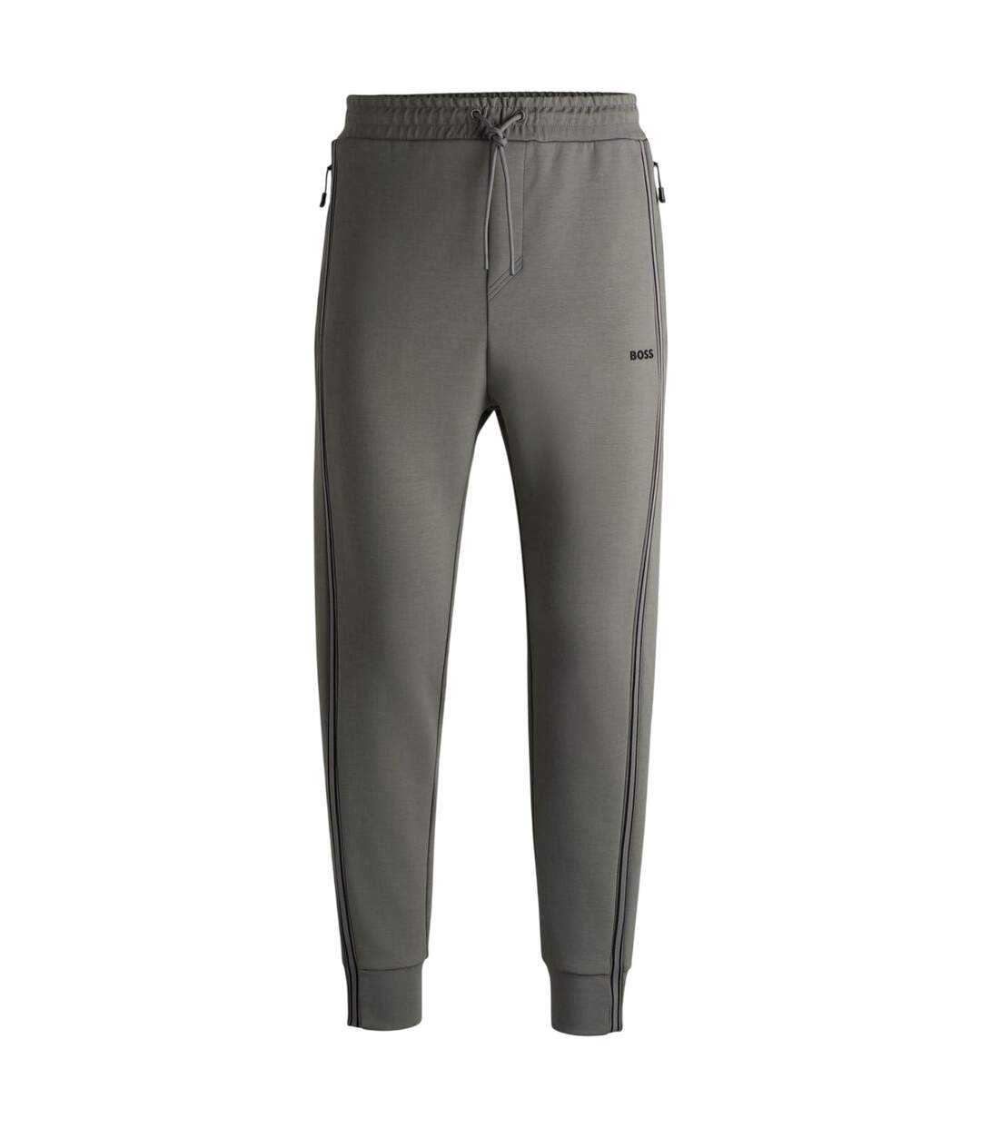 Mens Hadiko Side Stripe Regular Jogging Bottoms Pastel Grey Boss-2