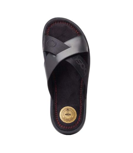 Mens Webb Leather Sliders Black Base London