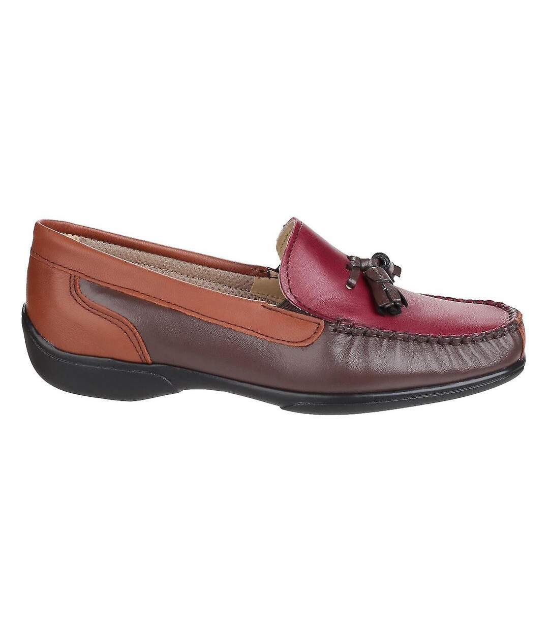 Biddlestone mocassins en cuir femme chataigne/fauve/bordeaux Cotswold-2