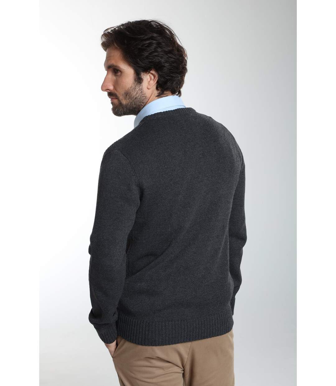 Pull col v  en coton LUCKY-3