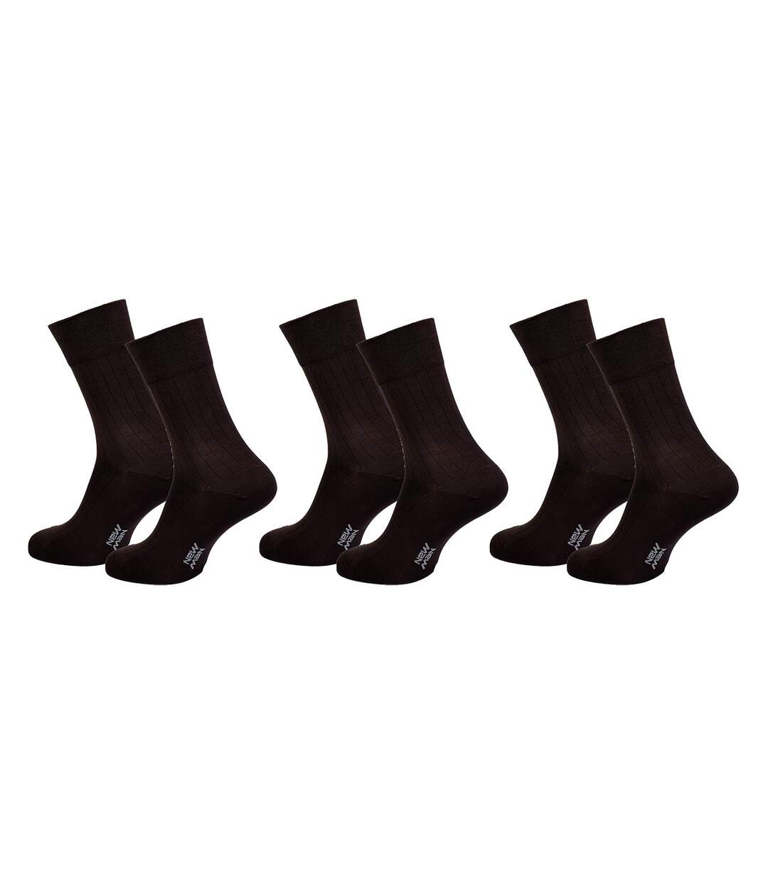 Chaussettes homme NEW MAN Confort et qualité -Assortiment modèles photos selon arrivages- Pack de 3 Paires NEW MAN Fil d'écosse Marron-1